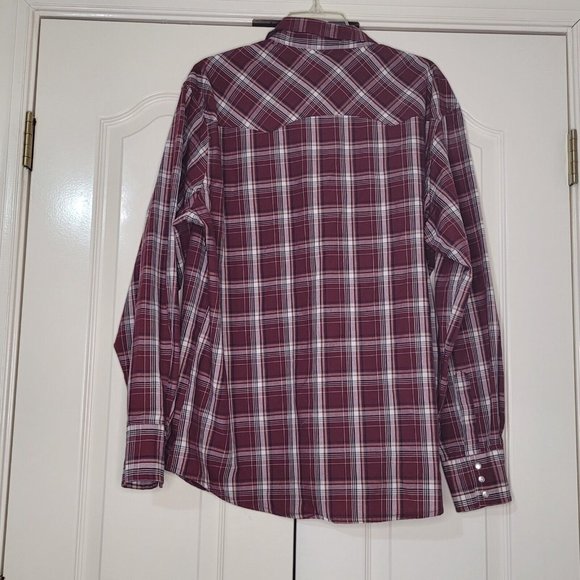 Wrangler Wrancher Men's Long Sleeve Button‎ Down Shirt Mens XL Plaid Pearl Snaps - Picture 6 of 9